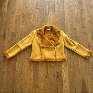 Astrid Camel Faux Suede Sherpa Lined Moto Jacket Short Cropped‎ Coat